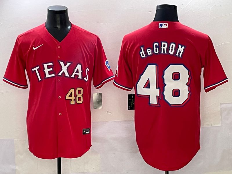 Men 2025 Texas Rangers #48 Degrom Red Game Nike MLB Jersey style 8